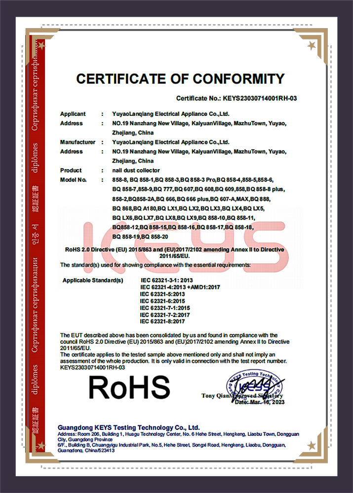 Nail Dust Collector +ROHS cert